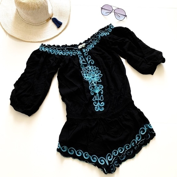 Poupette St. Barth Other - Poupette St. Barth Black Embroidered Romper 1 / S